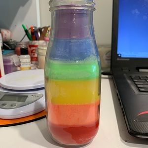 Home made Rainbow unscented candle